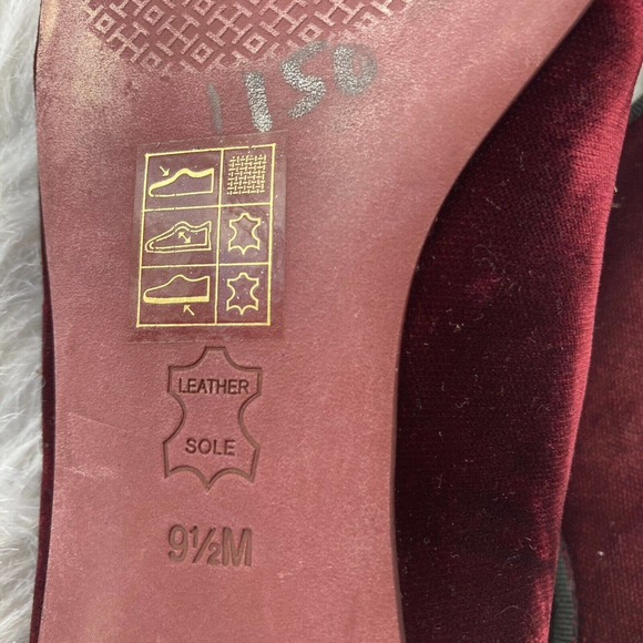 Tory Burch Clara Ballet Flats Size 9.5 Crushed Red Velvet Leather Missing Ribbon - Picture 11 of 14